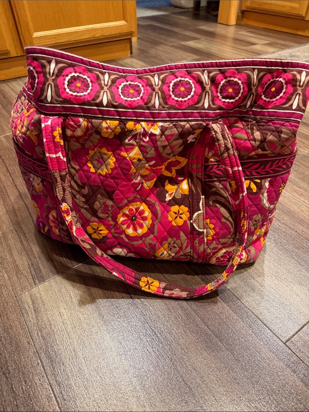 Vera Bradley 2009 Carnaby Quilted Floral Tote Bag - Pink Multi